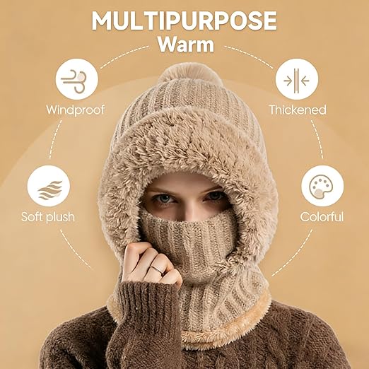 Winter 3-in-1 Knitted Hat