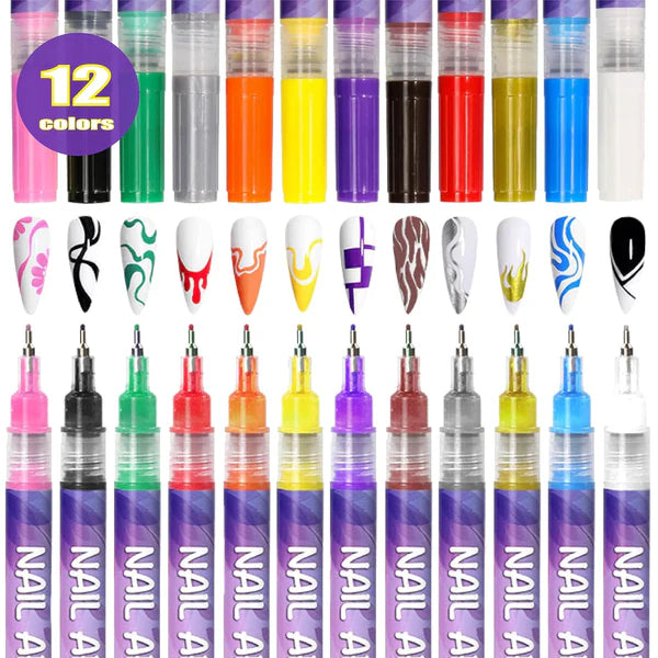 12 Colors 3D Nail Art Pens